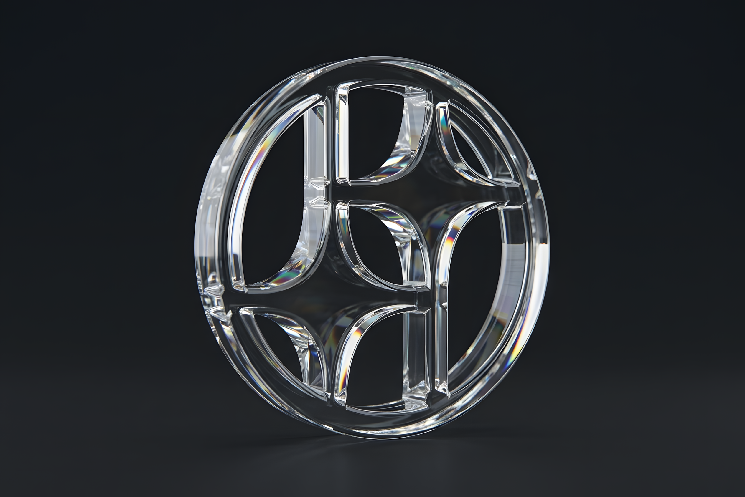 Sculptural glass brand symbol